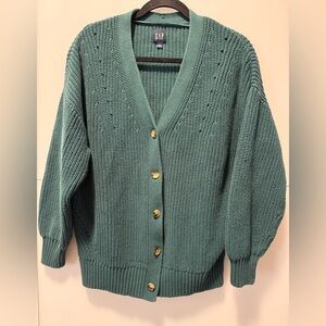 GAP Oversized Green Knit Cardigan